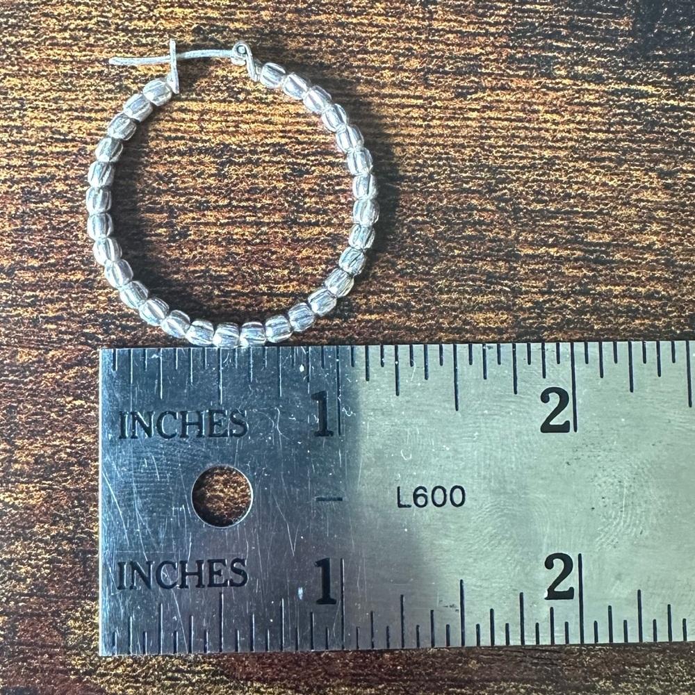 QVC Sterling Silver 925 Textured Hoop Earrings - Picture 3 of 8